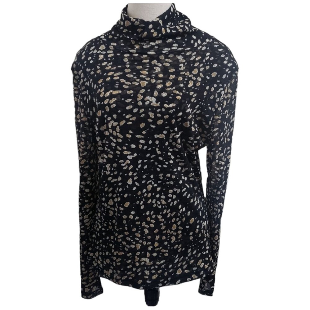 CT1685 Paris Hues Mock Neck Black & Tan Top XL